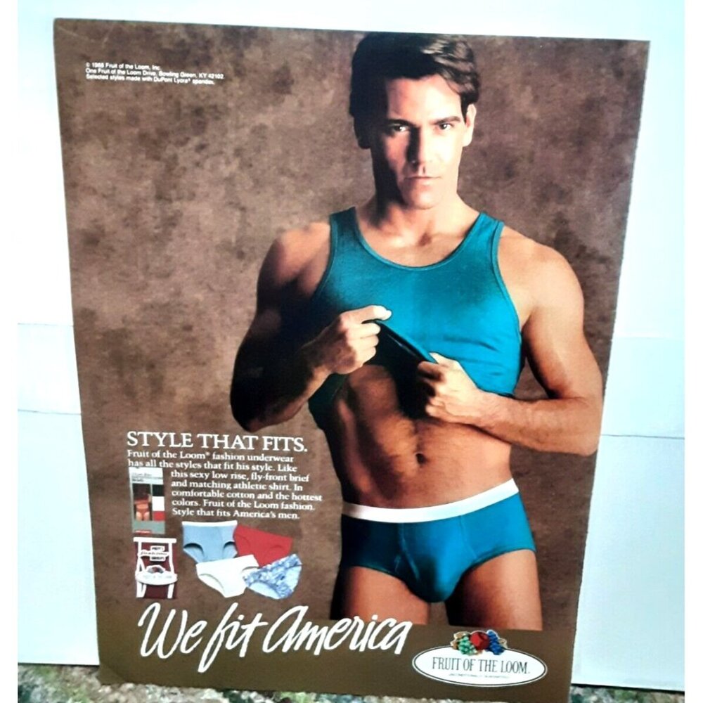 1982 Fruit Of The Loom Mens Briefs We Fit America Original Print Ad vintage 80s